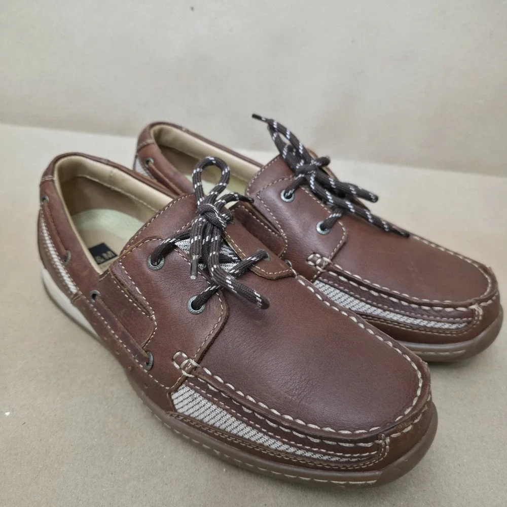Johnston & Murphy (Sz 8.5 M) Brown Leather Boat Shoes Water Resistant Drainage
